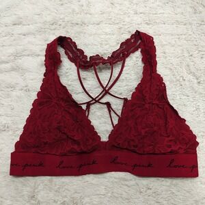 Pink Victorias Secret Burgundy Red Lace Bra Love Romantic Flirty Feminine Womens
